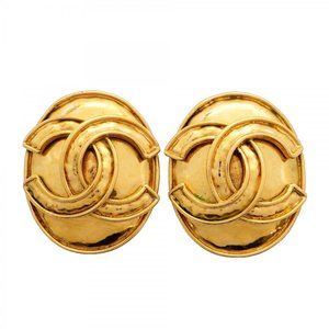 CHANEL Gold Logo Earrings